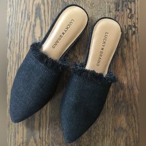 Lucky Brand Frayed Denim Bapsee Flats NWT